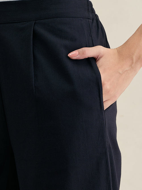 Black Cotton Straight Fit Pant