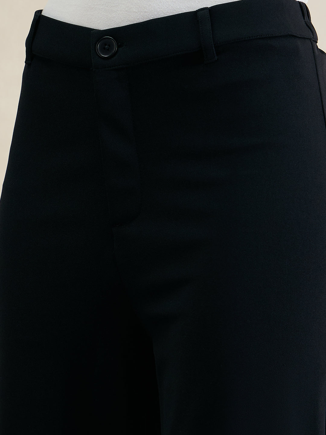 Black Bootleg Knit Trousers