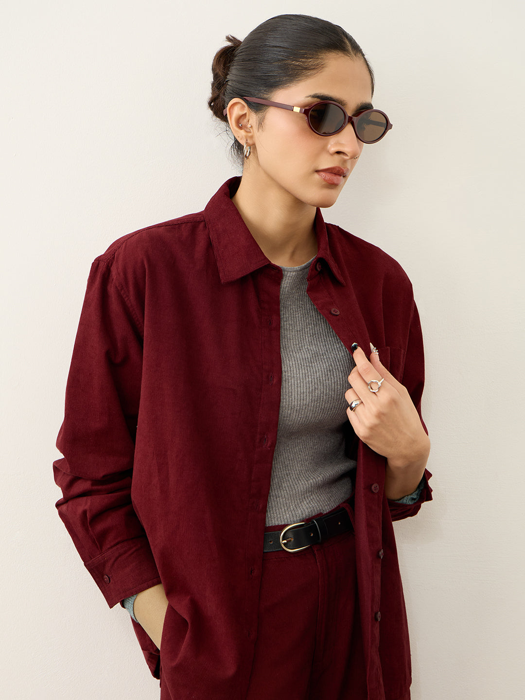 The Cool Girl Wine Corduroy Shirt
