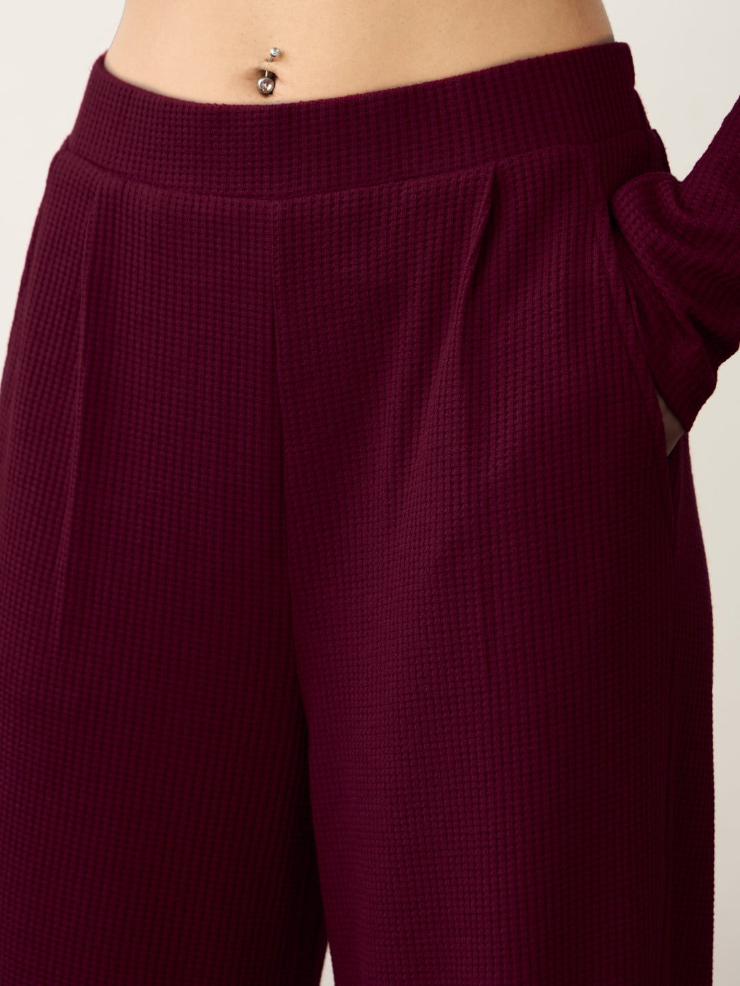 Wine Waffle Hooded Co-Ord Set