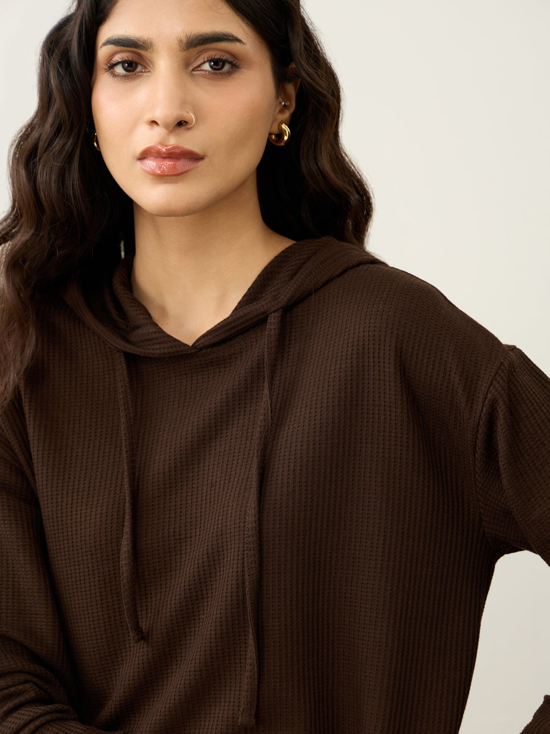 Brown Waffle Hooded Co-Ord Set