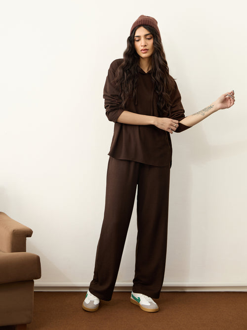 Brown Waffle Hooded Co-Ord Set