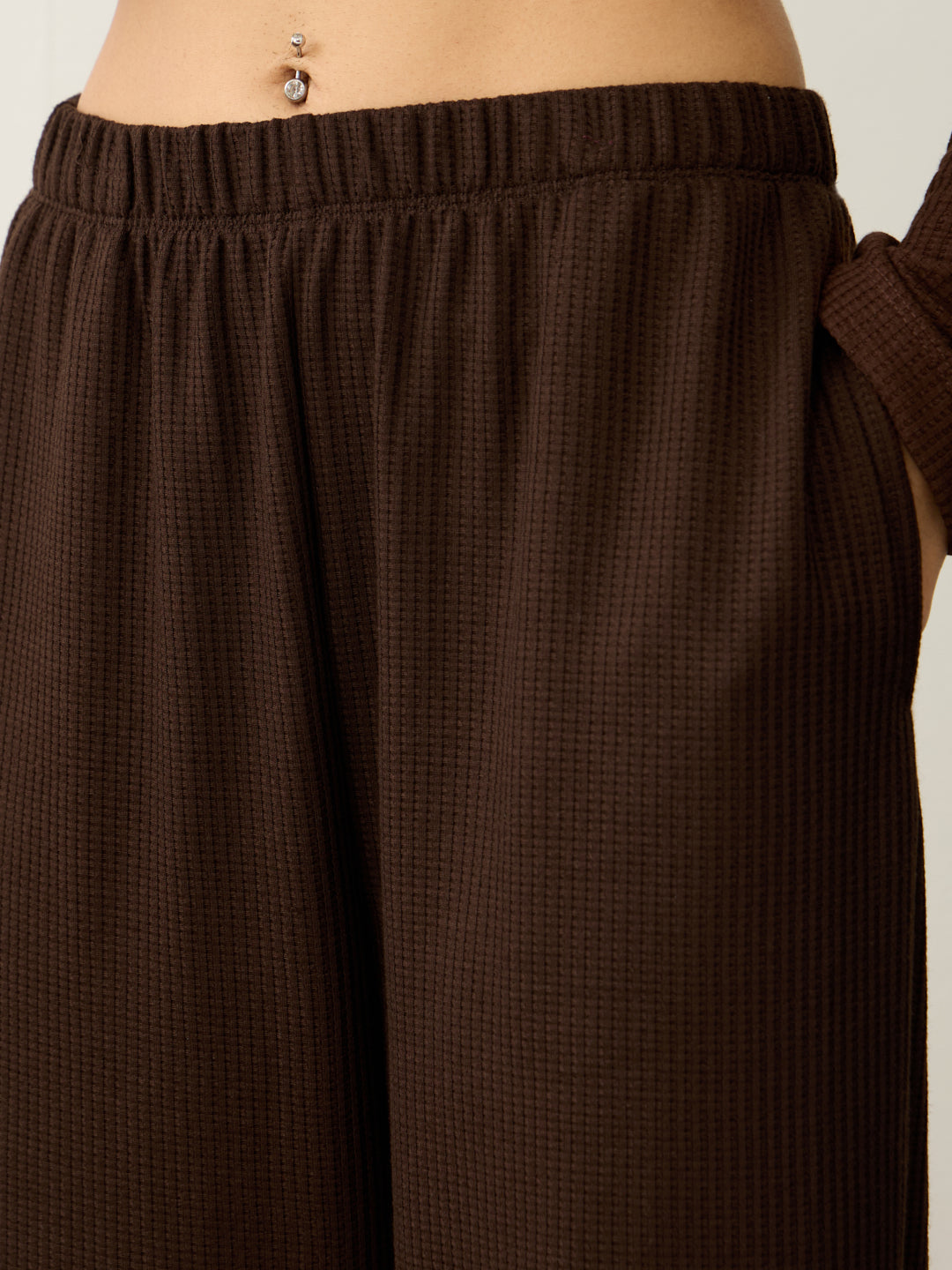 Brown Waffle Hooded Co-Ord Set