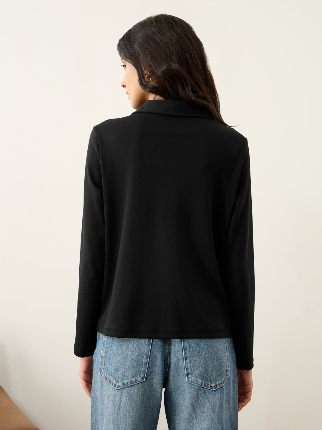 Black Half Zip-Up T-Shirt
