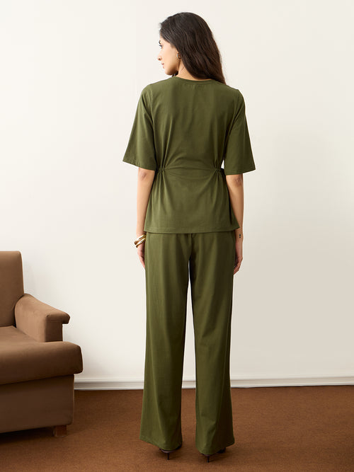 TrueStretch Olive Side Drawstring Co-ord