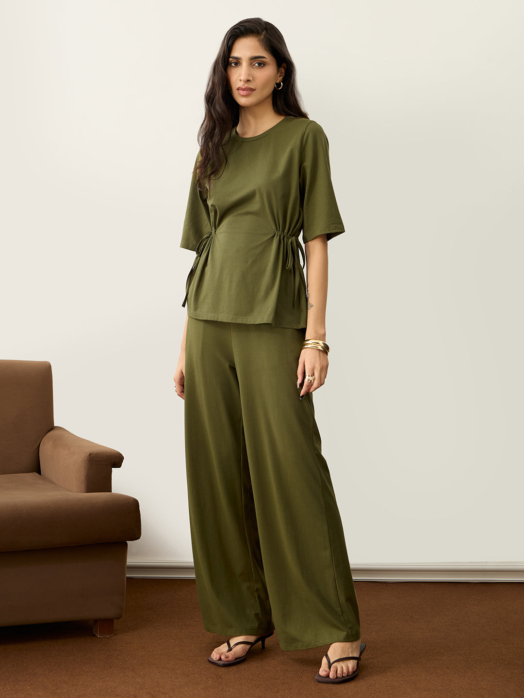 TrueStretch Olive Side Drawstring Co-ord