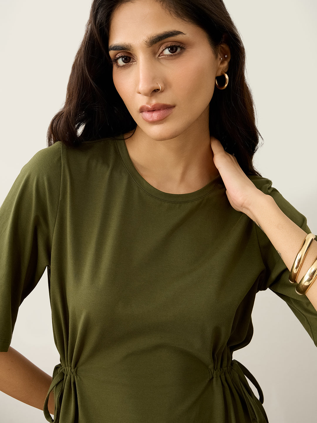 TrueStretch Olive Side Drawstring Co-ord
