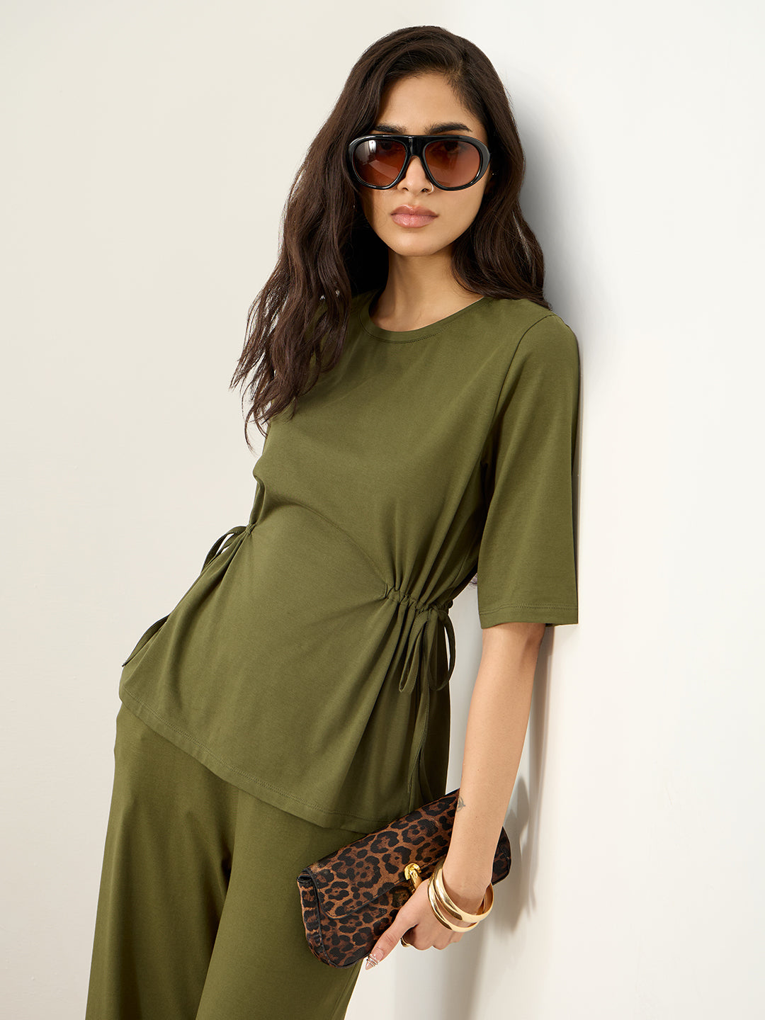 TrueStretch Olive Side Drawstring Co-ord