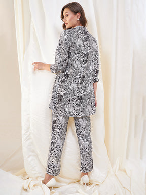 White Animal Printed Co-Ord Set