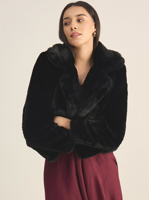 Black Faux Fur Coat
