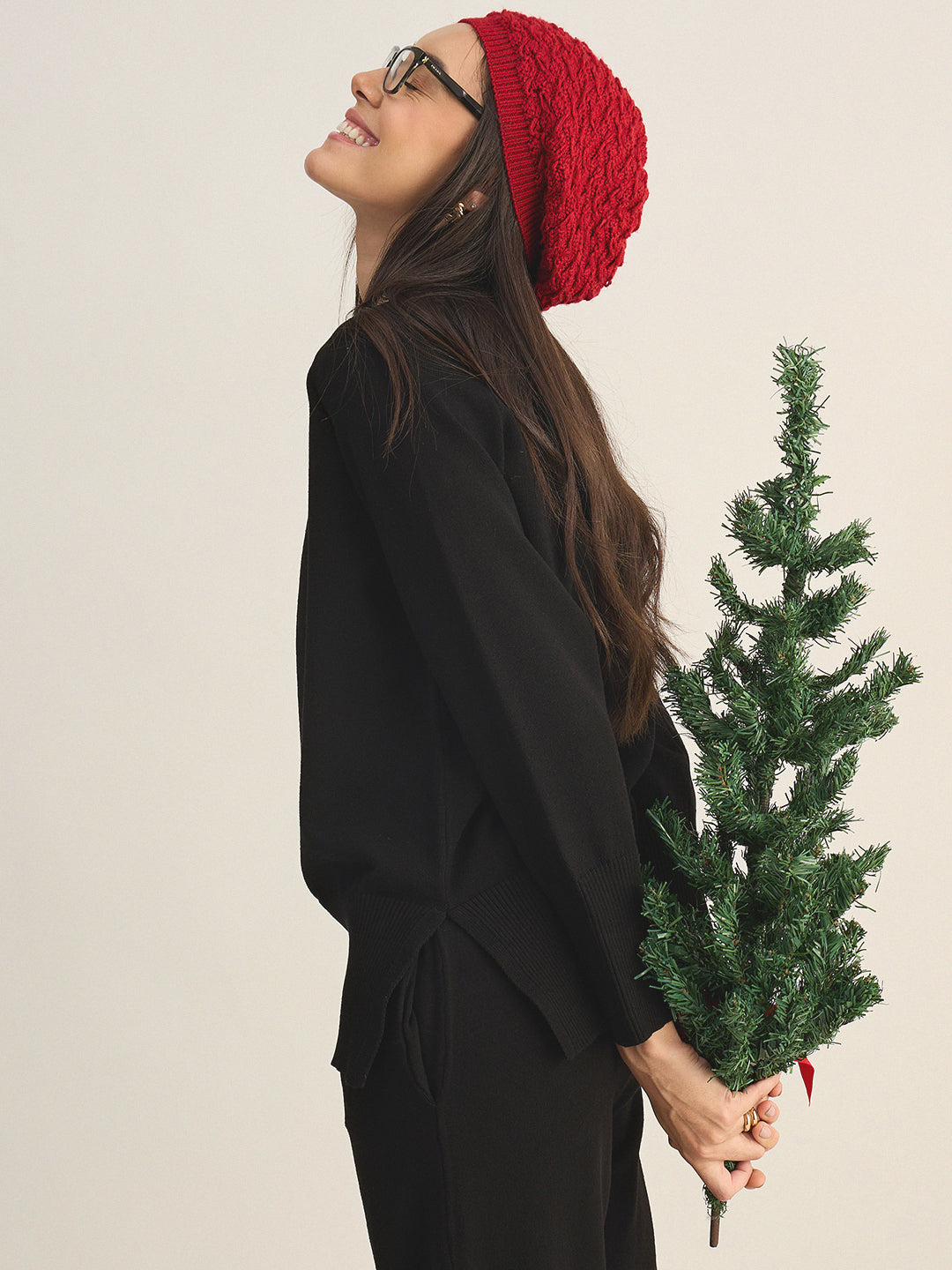 Black Raglan Sleeve Sweater Co-Ord