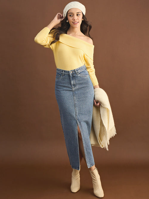 Butter Yellow Off Shoulder Sweater