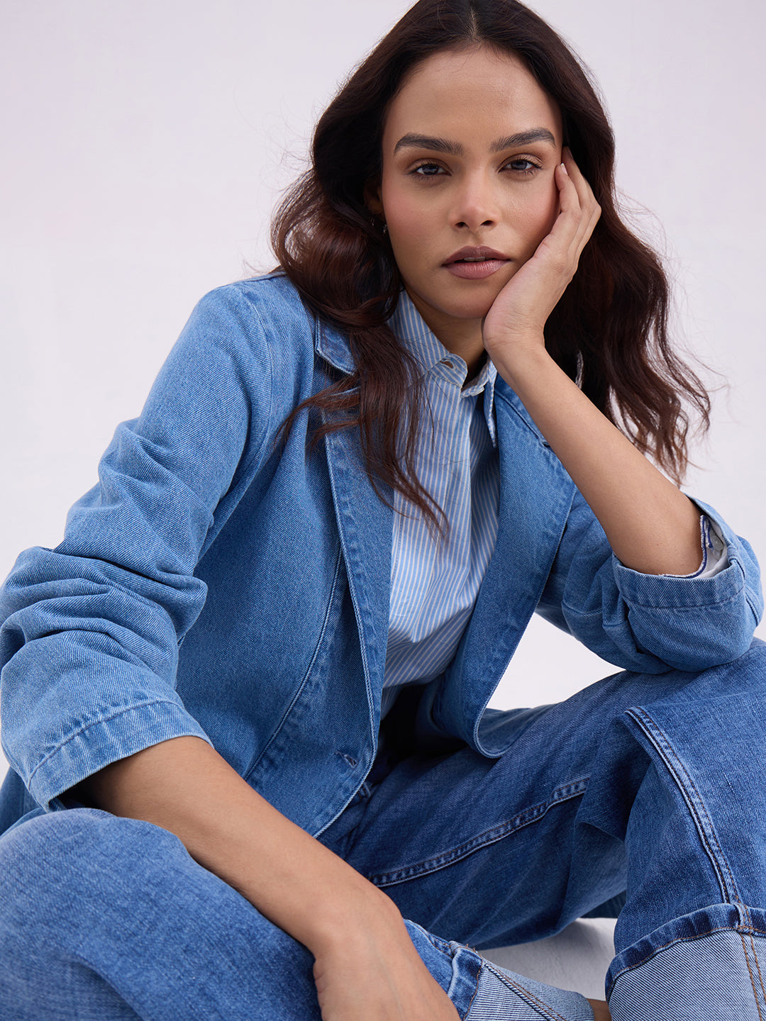 Mid Blue Denim Blazer