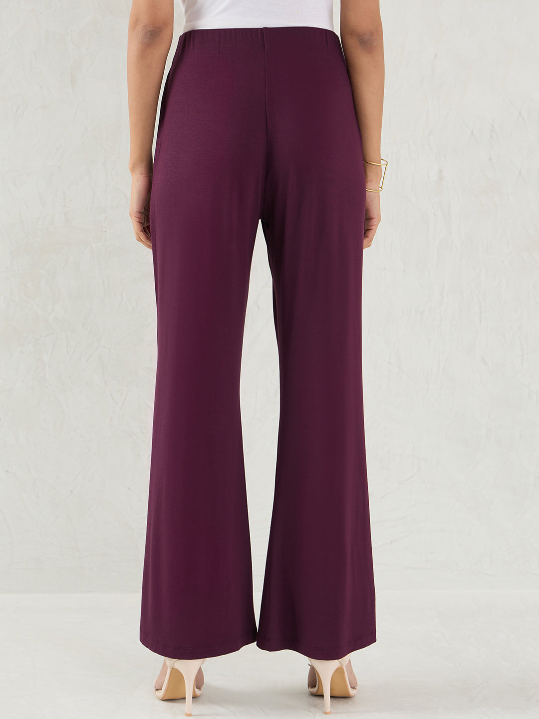 Bamboo Wine Knit Flared Pants