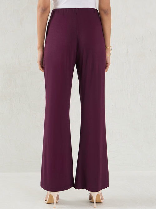 Bamboo Wine Knit Flared Pants
