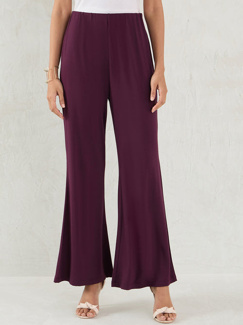 Bamboo Wine Knit Flared Pants