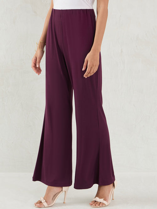 Bamboo Wine Knit Flared Pants