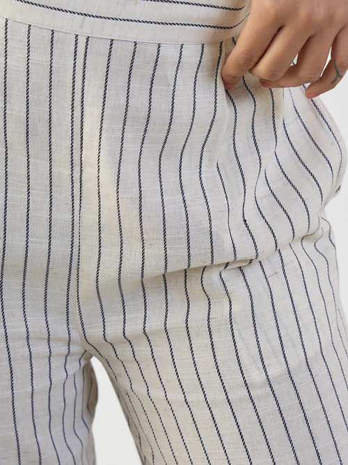 Oatmeal Stripe Cotton Linen Wrap Co-Ord Set