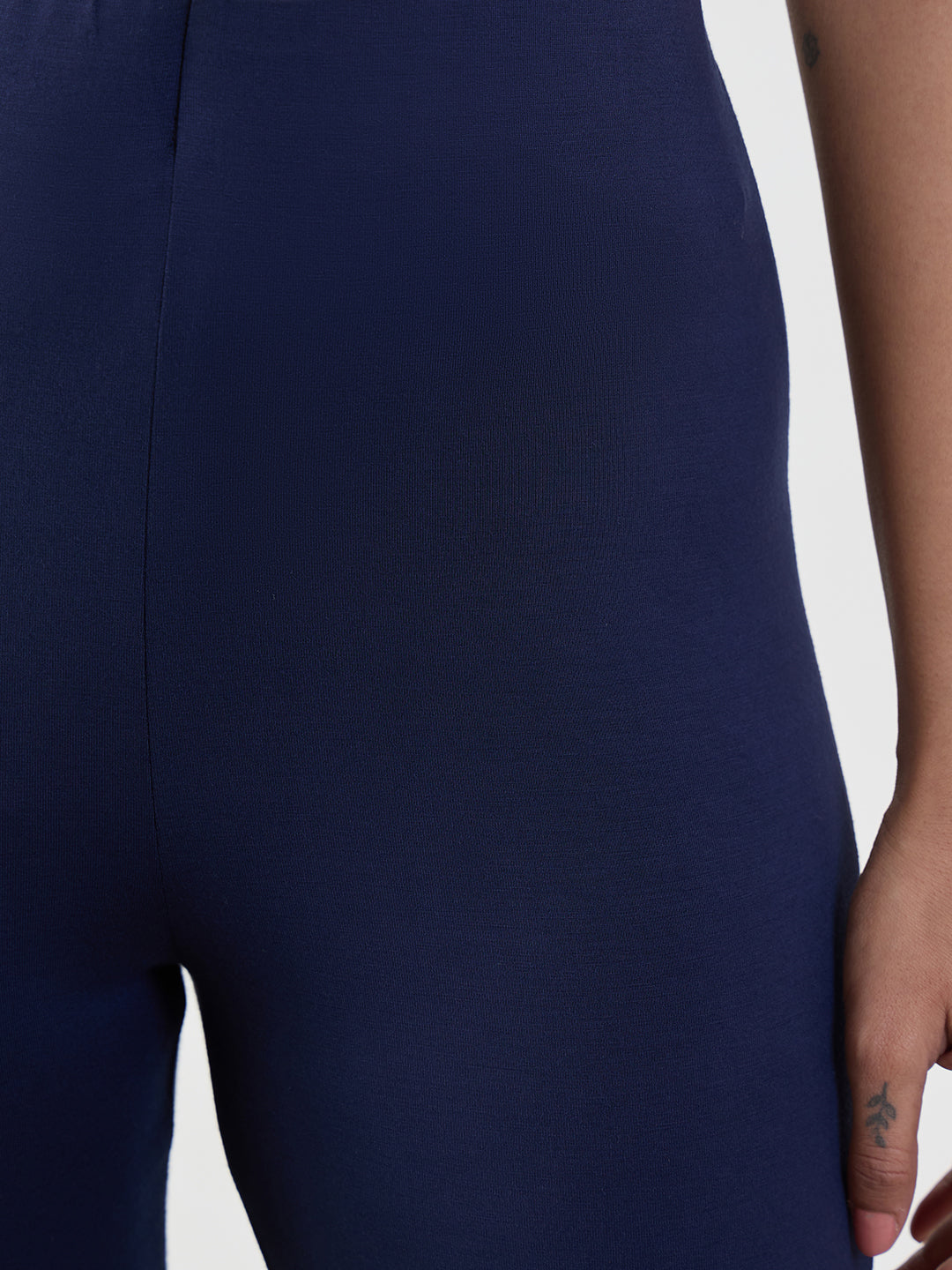 Bamboo Navy Knit Flared Pants