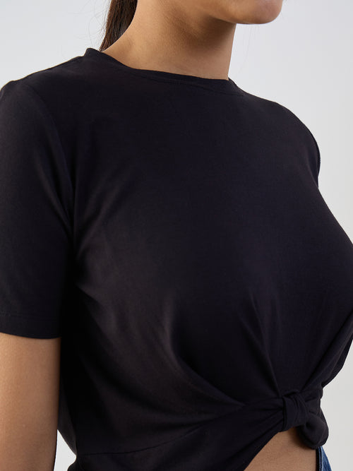 Black Bamboo Knotted T Shirt