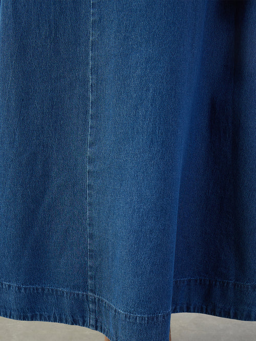 Blue Denim A-Line Maxi Skirt