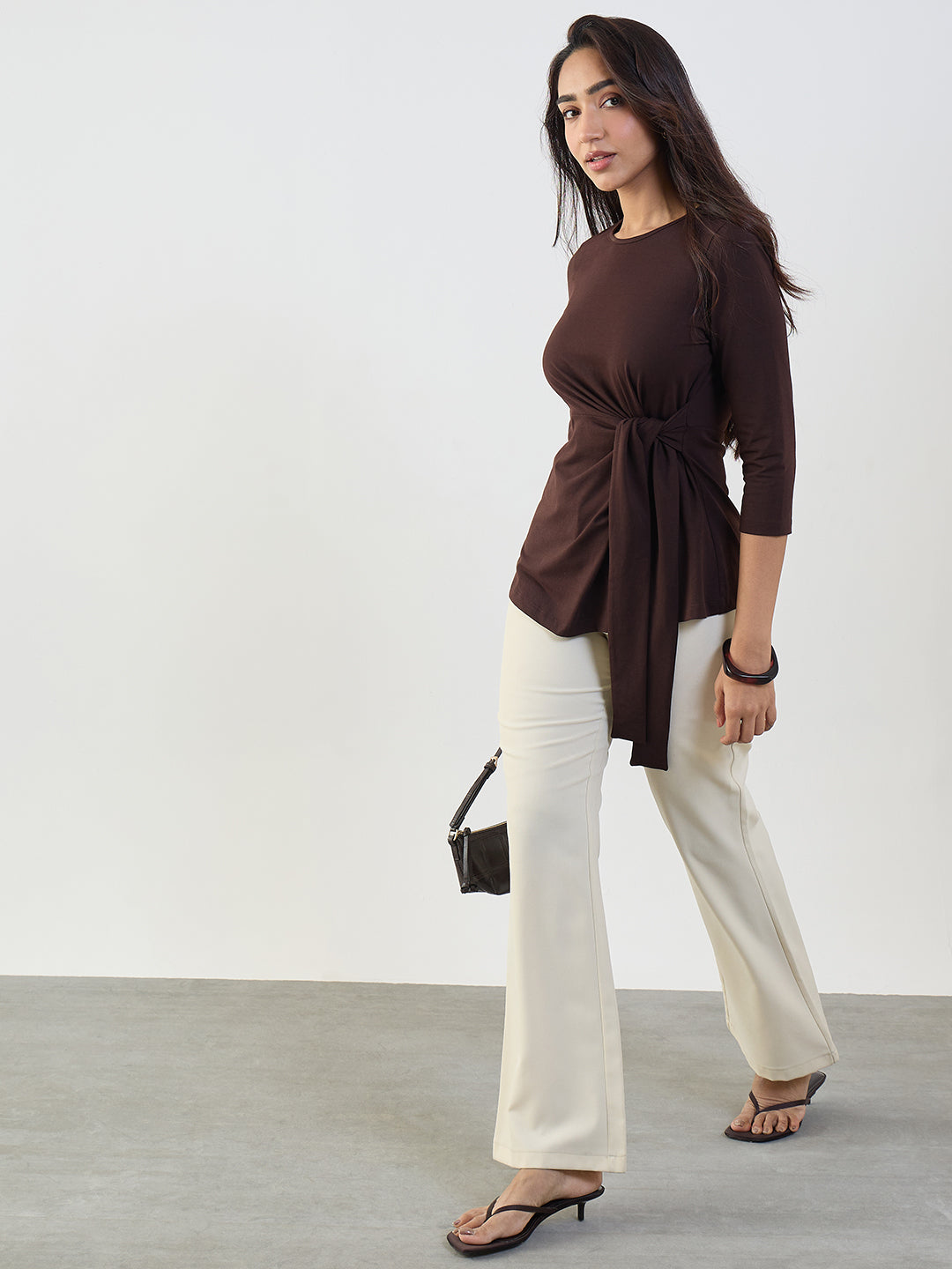 TrueStretch Cotton Mocha Tie-Up Top