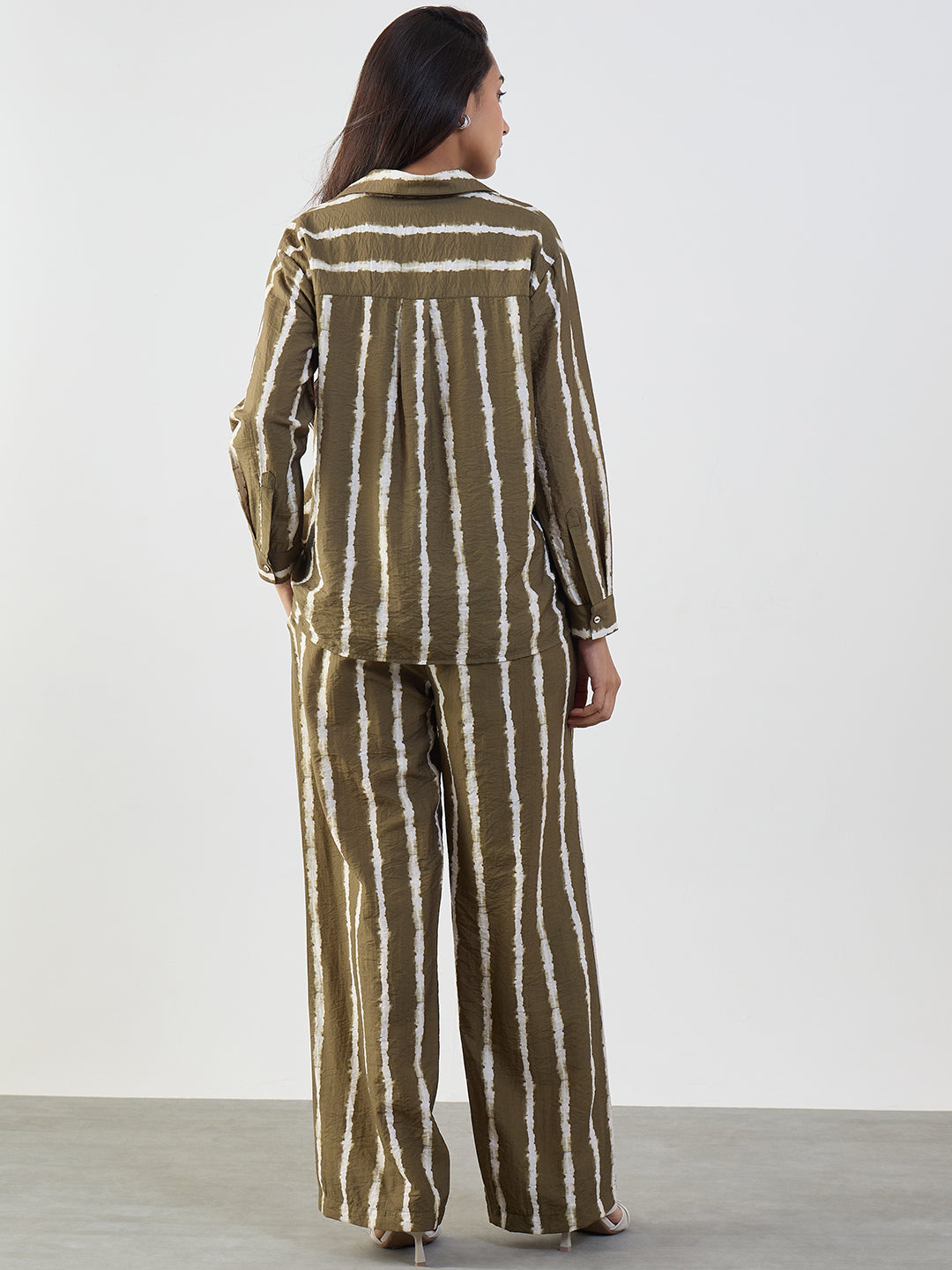 Green Abstract Stripe Shirt Co-Ord