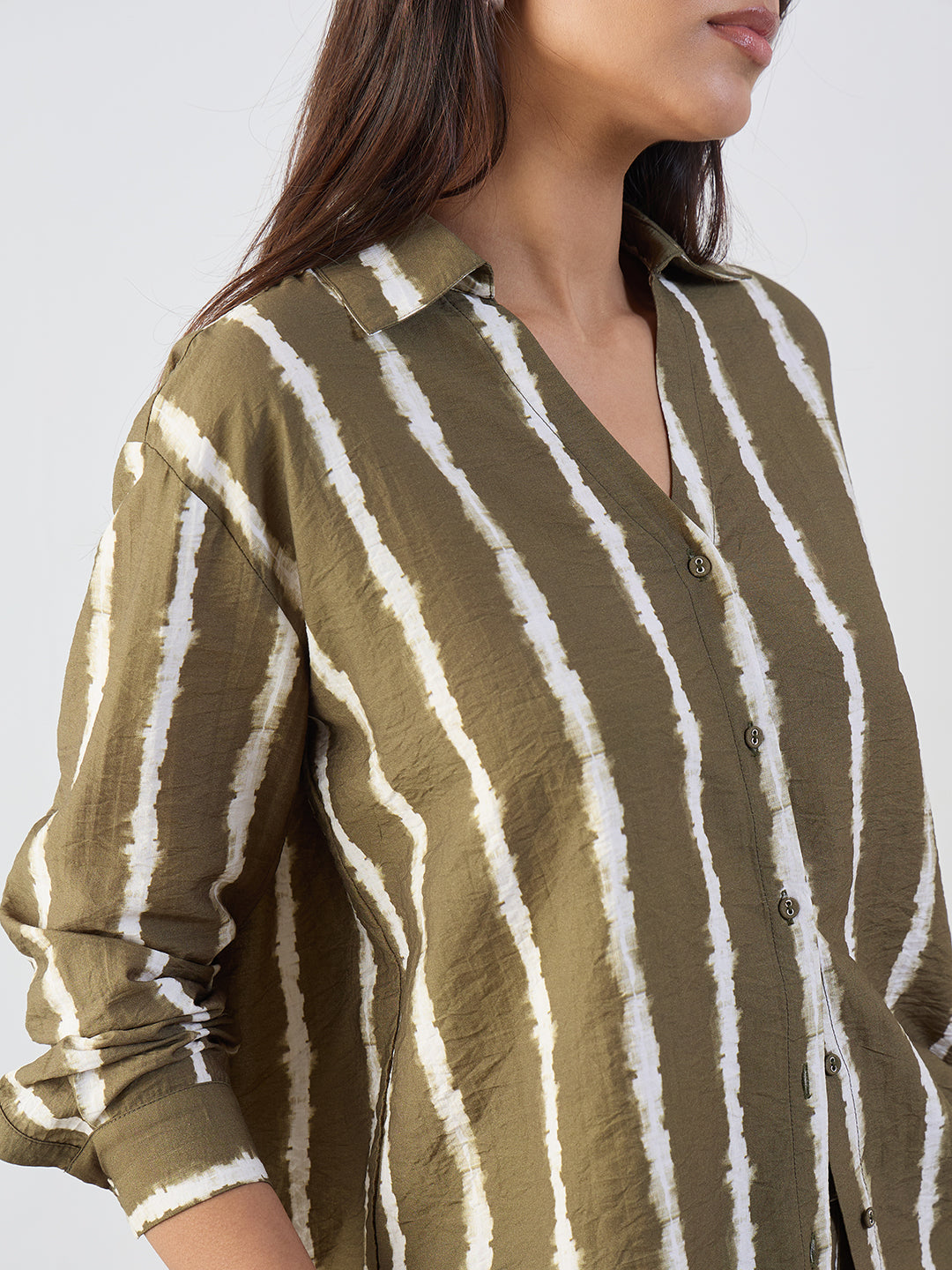 Green Abstract Stripe Shirt Co-Ord