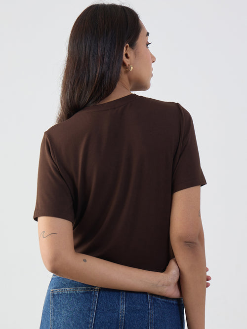 Coffee Brown Bamboo Knotted T Shirt