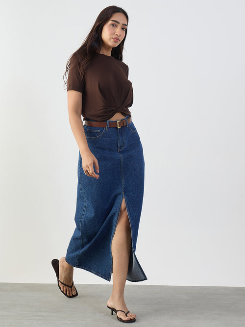 Coffee Brown Bamboo Knotted T Shirt