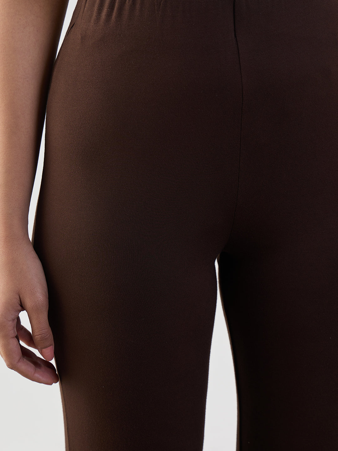 Bamboo Brown Knit Flared Pants