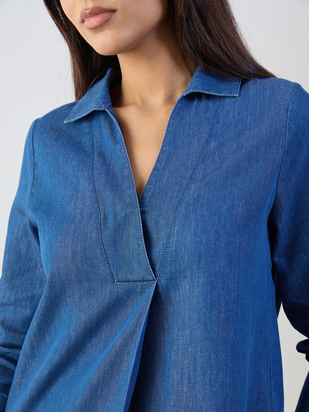 Navy Collared Top Denim Co-Ord