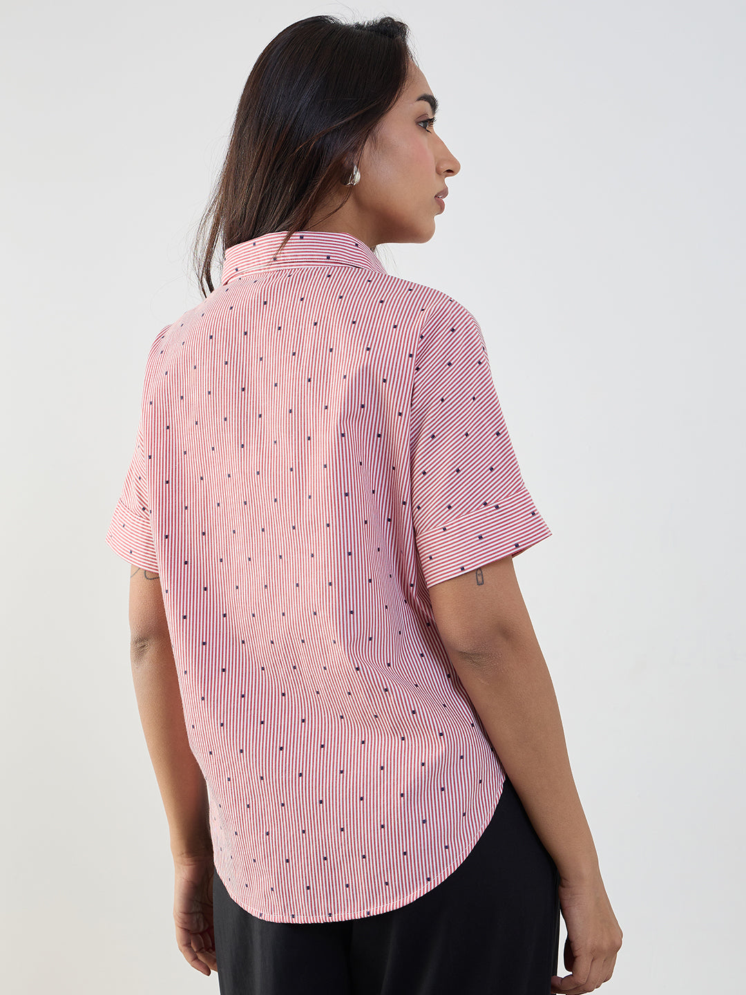 Red Stripe Kimono Sleeve Shirt