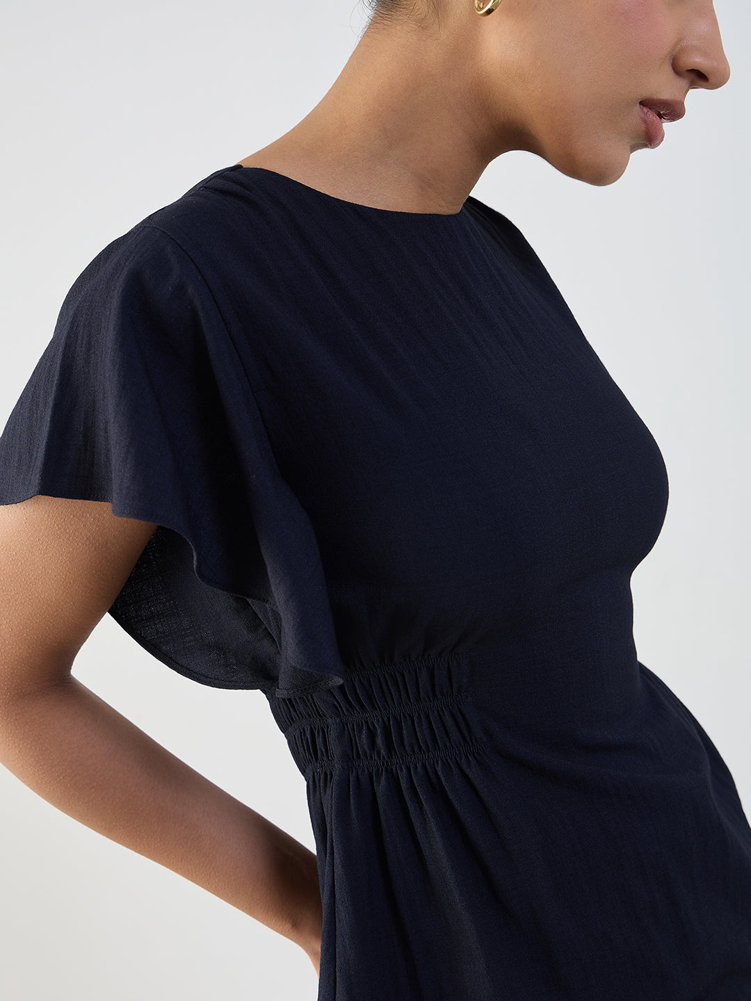 Navy Cinched Waist Top