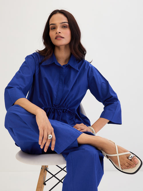 Royal Blue Poplin Shirt Co-Ord Set