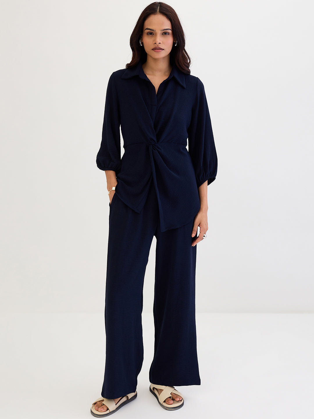 Navy Front Twist Co-Ord Set