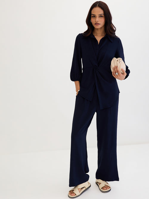 Navy Front Twist Co-Ord Set