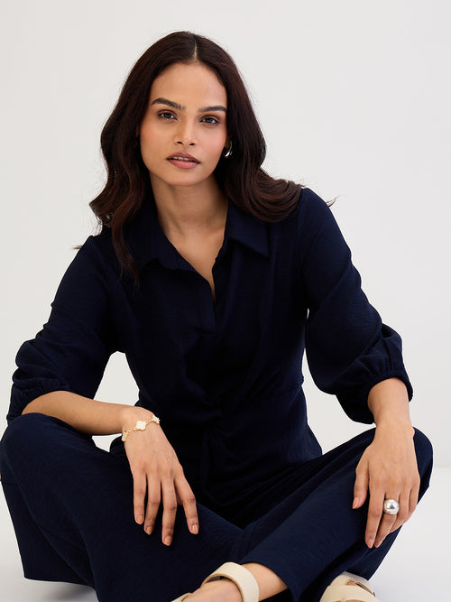 Navy Front Twist Co-Ord Set