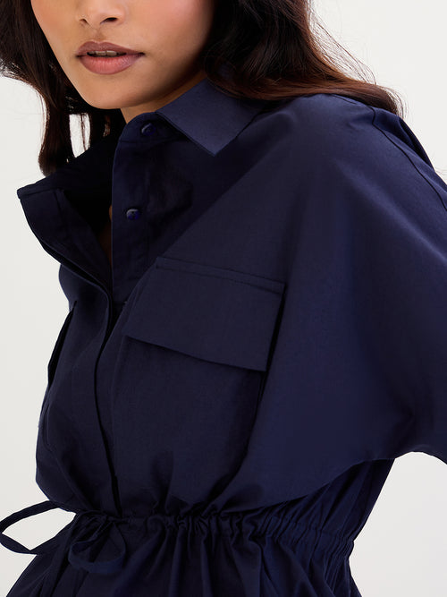 Navy Poplin Dual Pocket Shirt