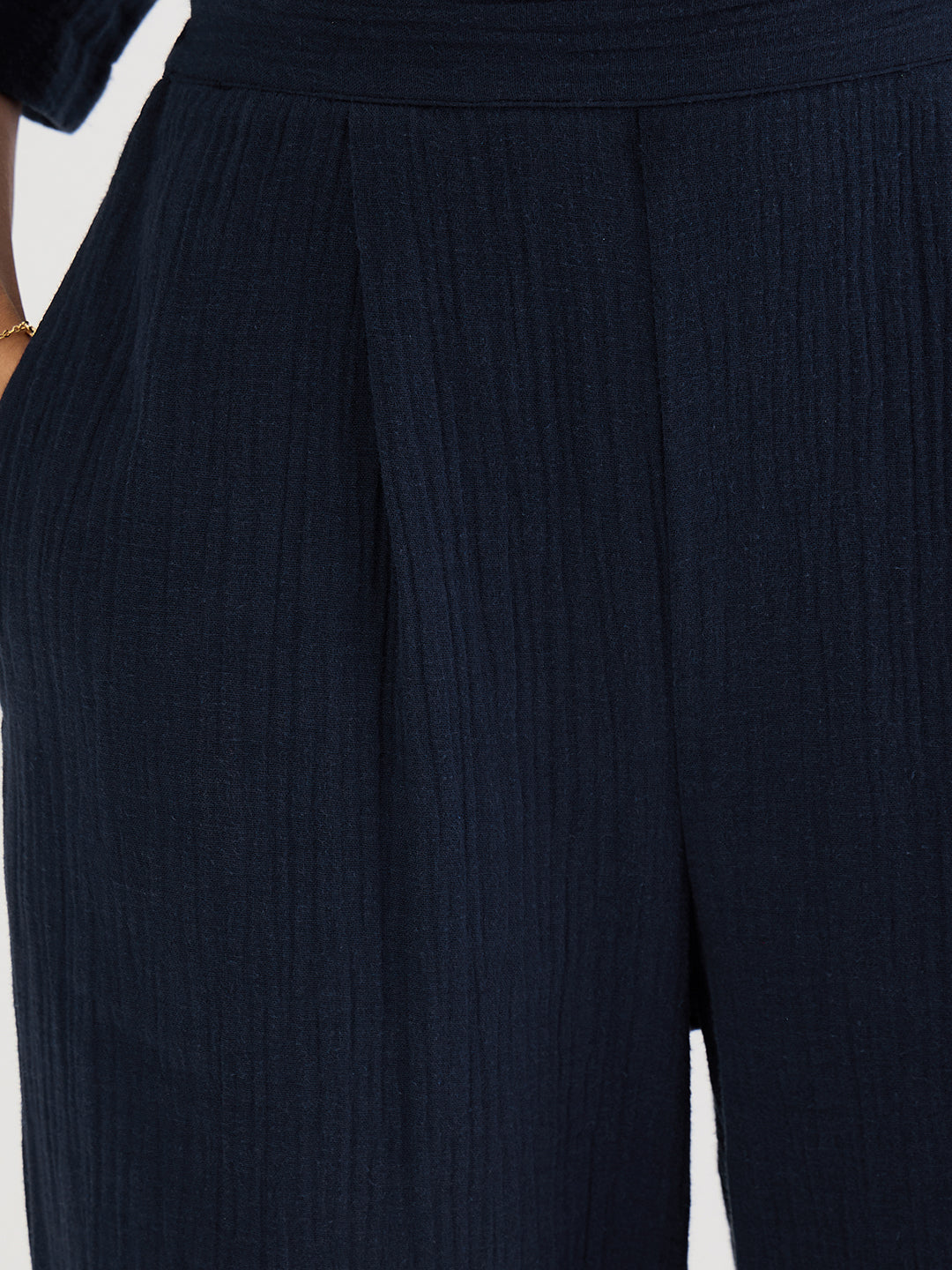 Cotton Gauze Navy Kimono Sleeve Co-Ord Set