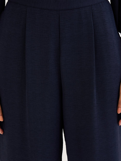 Navy Collared Pin-Tucks Detail Co-Ord Set