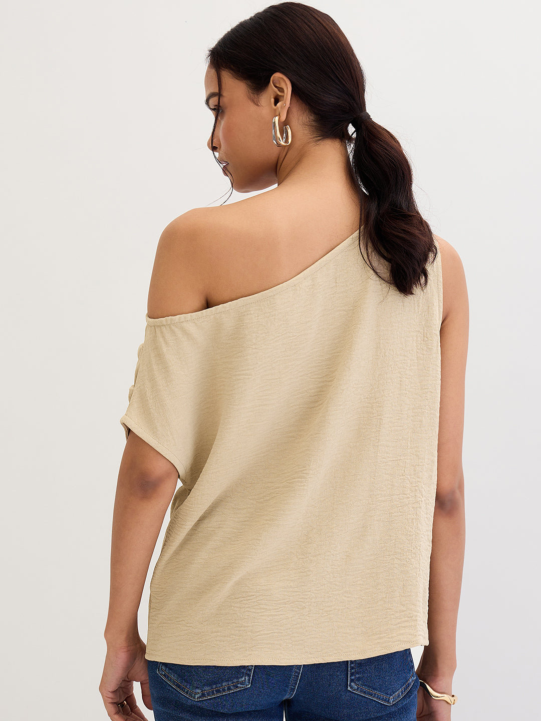 Beige Off Shoulder Top