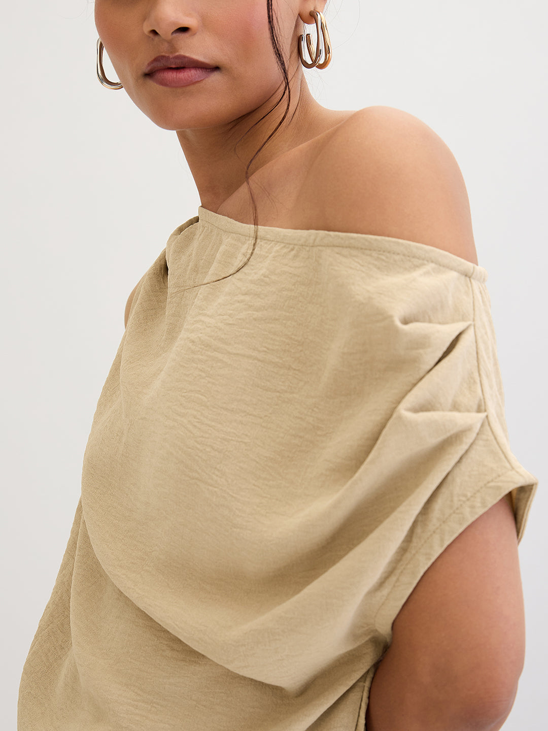 Beige Off Shoulder Top