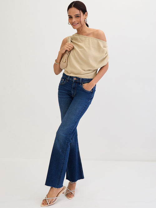 Beige Off Shoulder Top