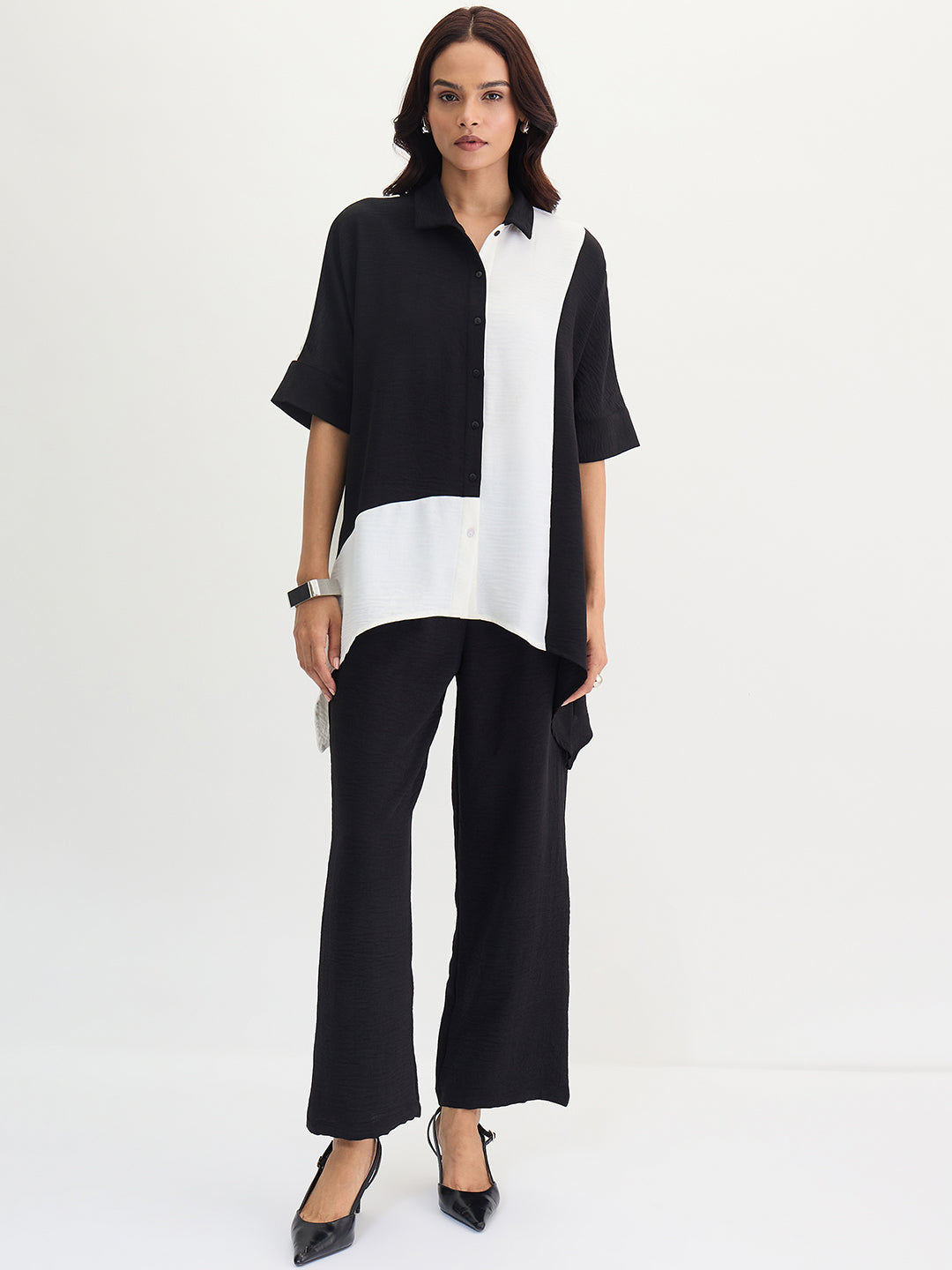 Black And White Colorblock Co-Ord Set