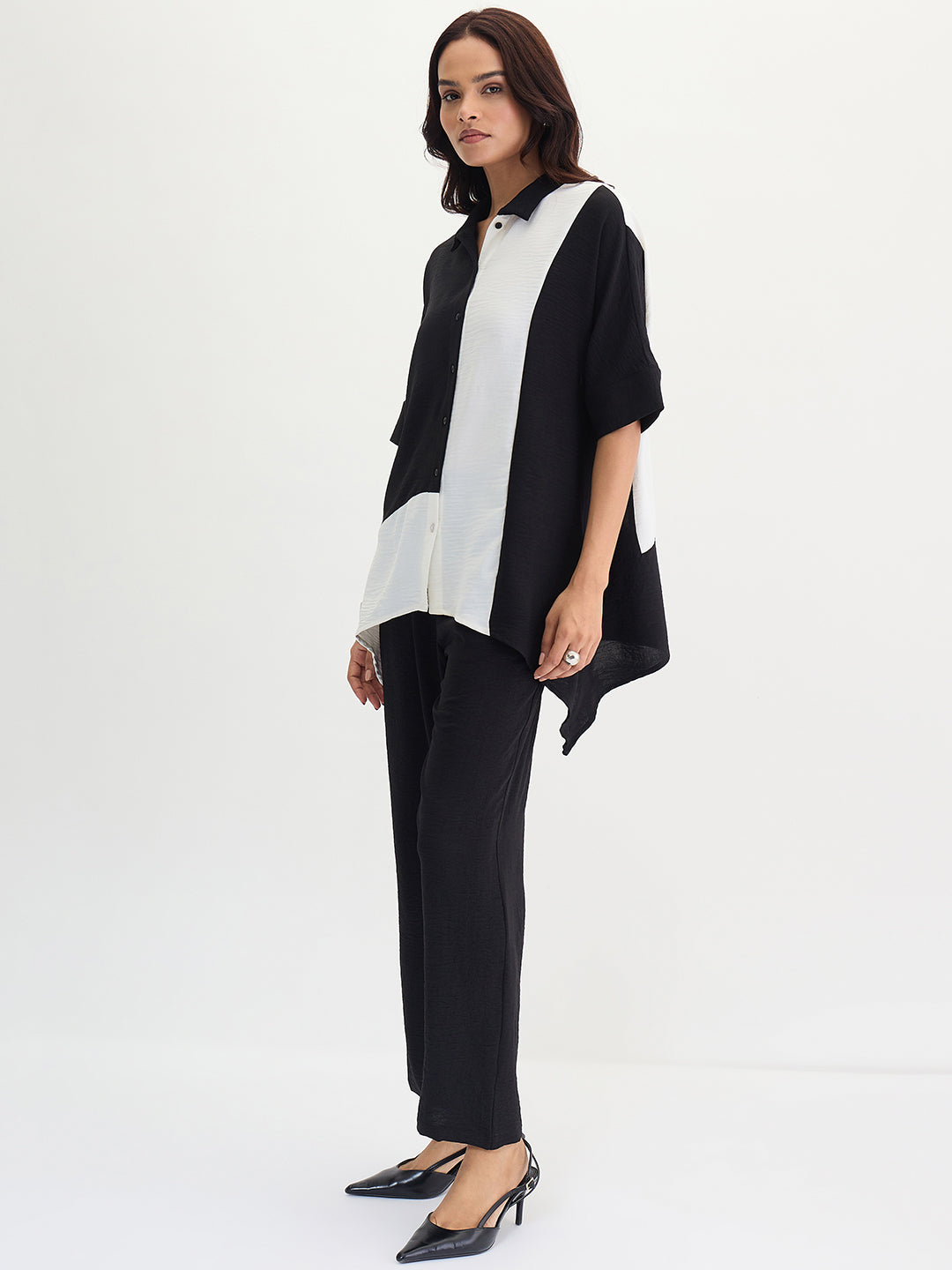 Black And White Colorblock Co-Ord Set