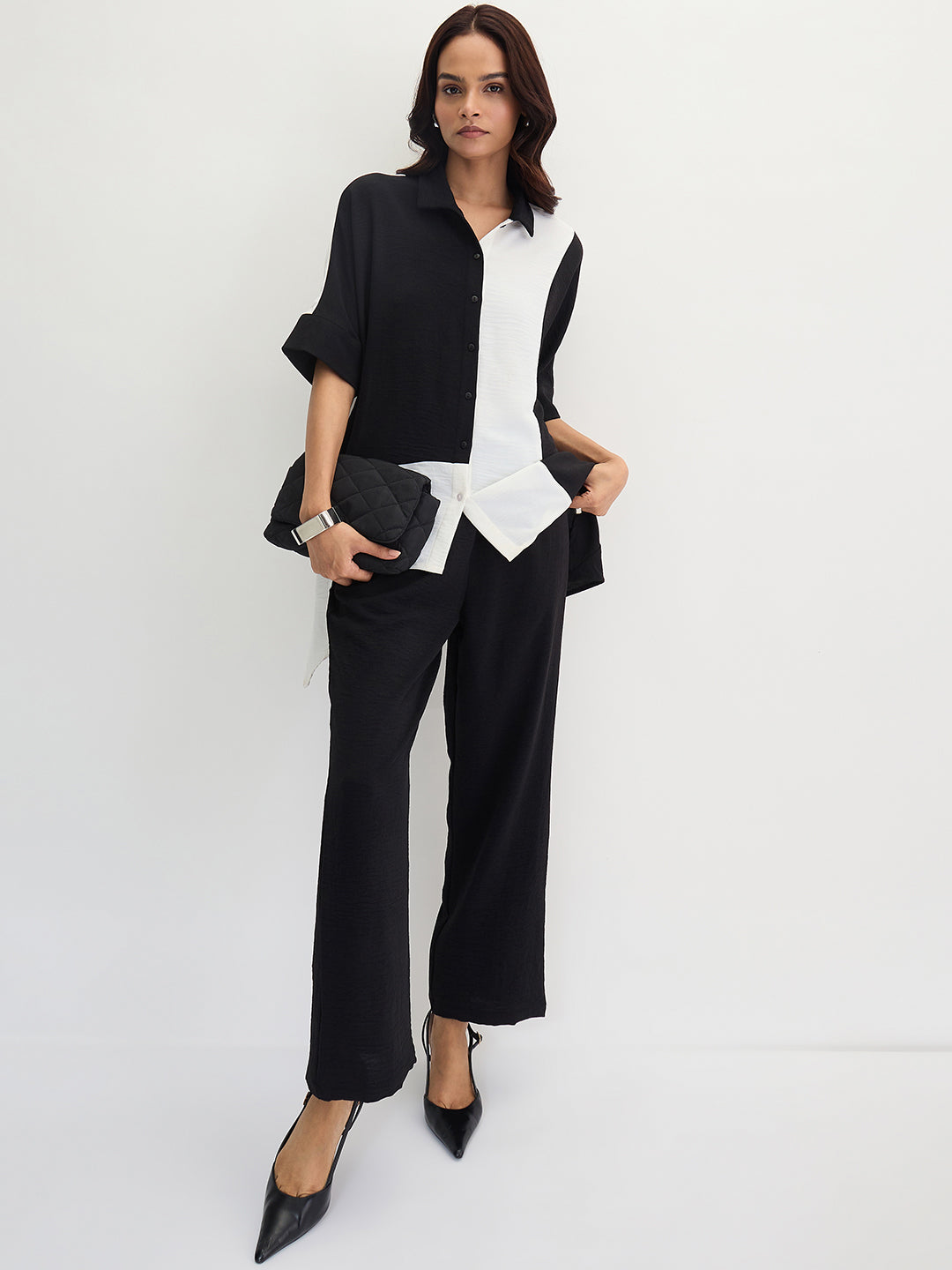 Black And White Colorblock Co-Ord Set