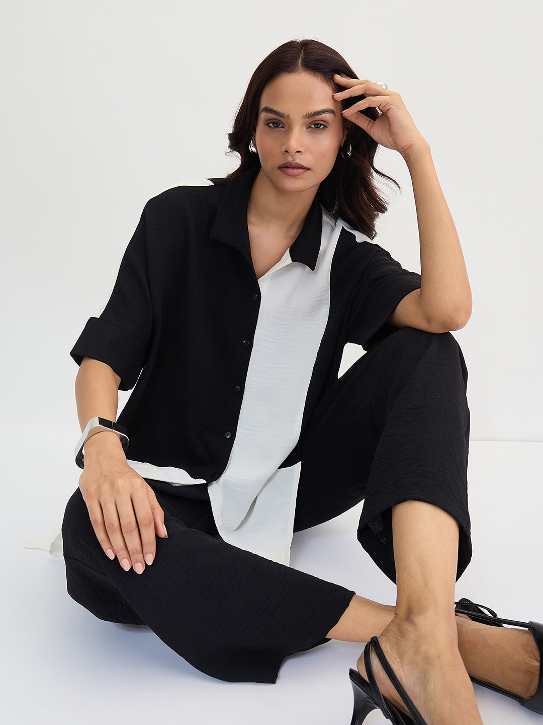 Black And White Colorblock Co-Ord Set