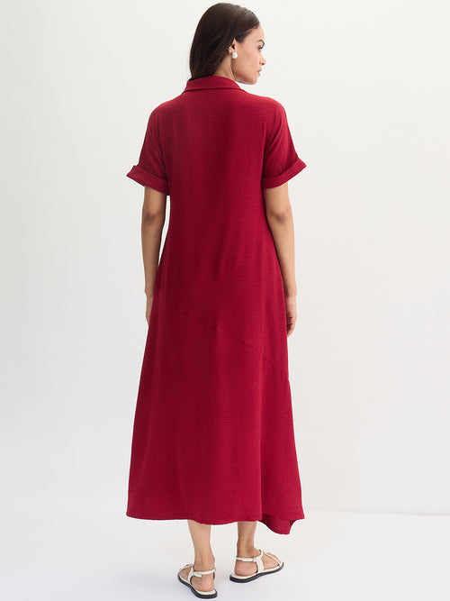 Maroon A-Line Maxi Dress