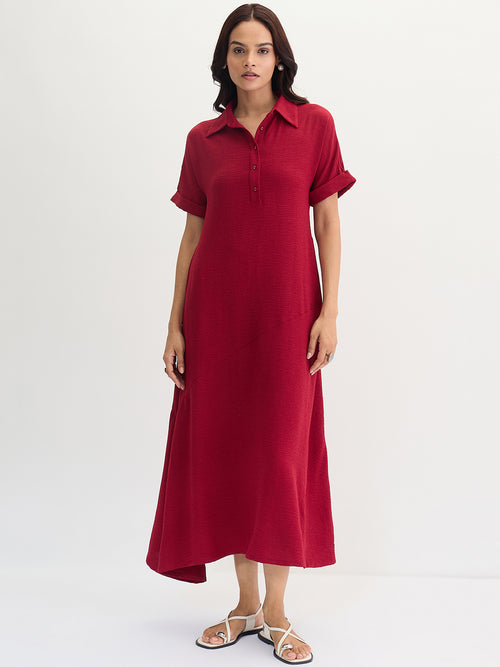 Maroon A-Line Maxi Dress
